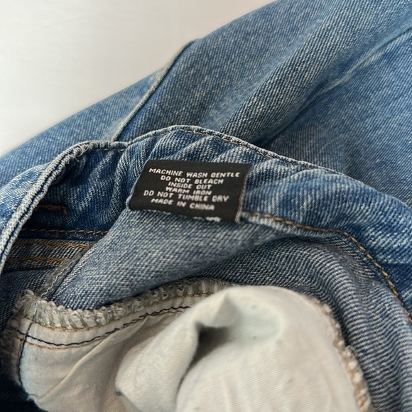 Dolls Kill Momokrom high waisted denim with frayed hem and silver buckle belt. - Picture 10 of 14